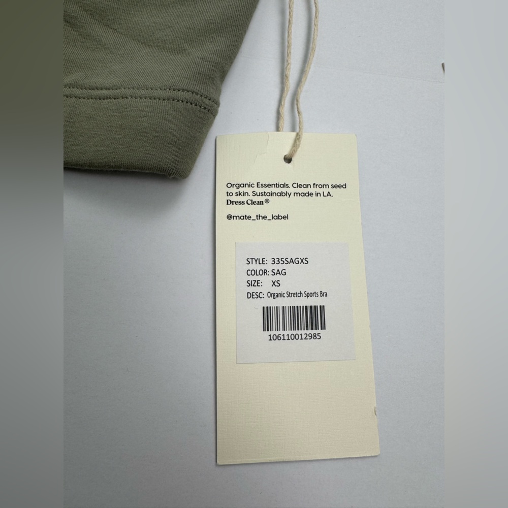 NWT MATE The Label Organic Cotton Stretch Bra Legging Set Size XS Sage Green - Picture 9 of 16